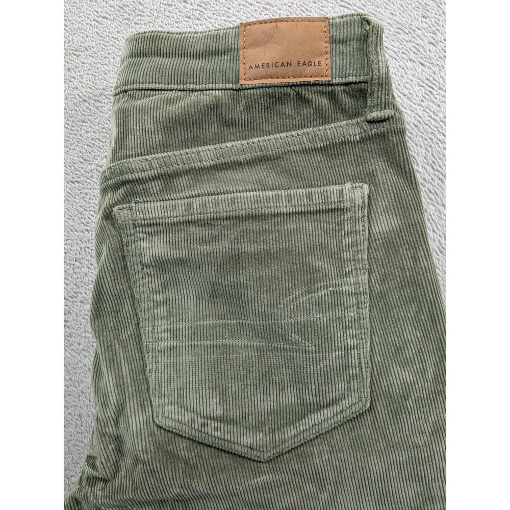 American Eagle Hi-Rise Corduroy Jeggings Olive Green Skinny Pants 27x31